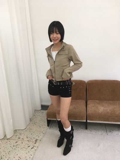 夏季涼感棉料 修身效果 短版 機車夾克 - 2C10