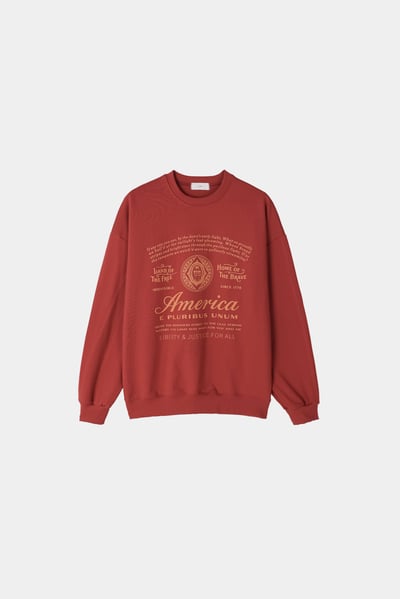 (象牙白,燕麥色現貨) (Unisex) America 美式印刷 大學T - 5C22