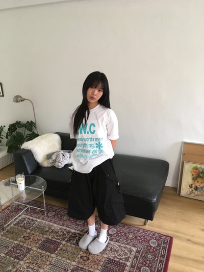 歐式文藝配色 滿版印刷 短版 短袖 上衣 - 3C6