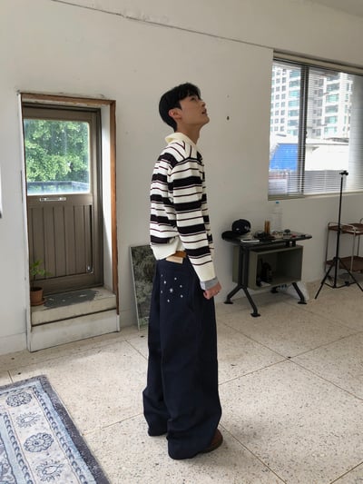 倫敦街頭 星辰大海 高級印染 原牛 寬褲 - 1C8