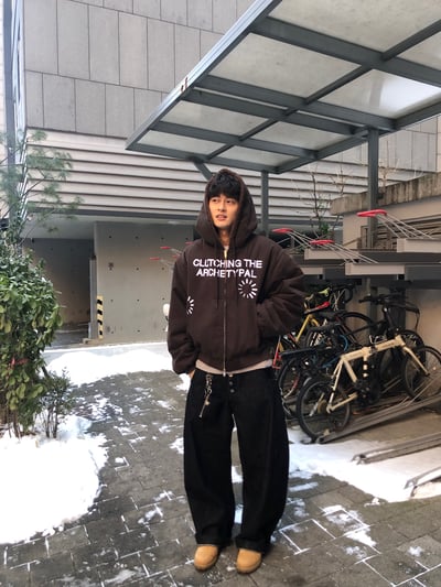 日系街頭 假鈕扣 原牛 寬褲 - 2C5