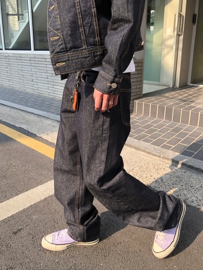 歐美 高街經典 修身直筒 牛仔褲 (set - up) - 1C19