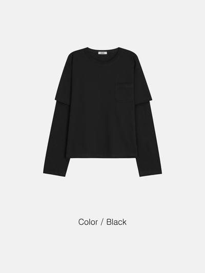 短版 素面 層疊配色穿搭 薄長袖 - 4C18