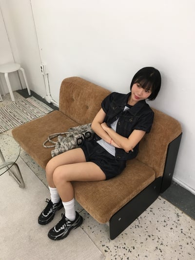 夏季涼感 韓系休閒感 牛仔 抓皺 短褲 (set-up) - 1C14