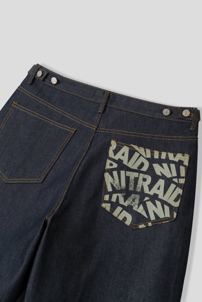 率性街頭 口袋印刷設計 牛仔寬褲 - 2C23