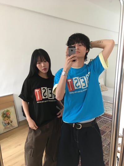 West 夏季涼感色調 印刷造型 短版 短袖 上衣 - 4C8