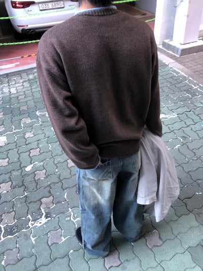 層疊配色 亨利領 寬鬆 毛衣 - 4C10