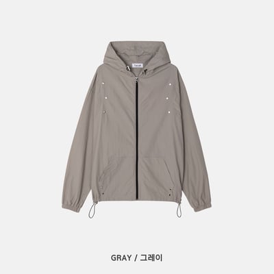 現代街頭 弧形卯釘 夏季風衣 連帽外套 - 3C24