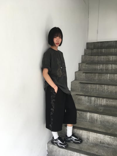 側邊迷彩 不收邊感 百慕達 寬版 短棉褲 - 3C4