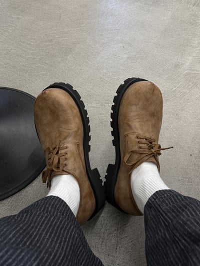 高級氛圍 復古水洗 人生 增高皮鞋 - 1C1