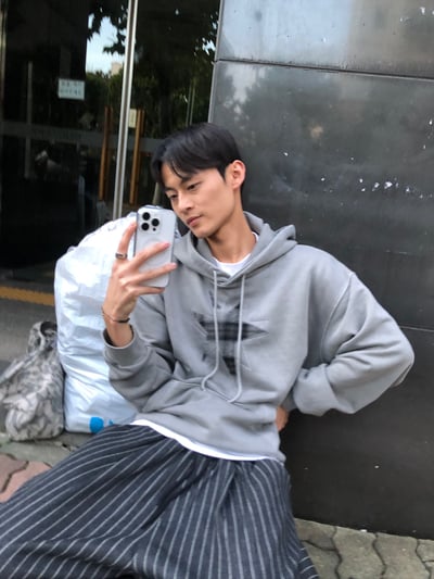 不規則星形 高質感刺繡 水洗帽T 長袖 - 3C5