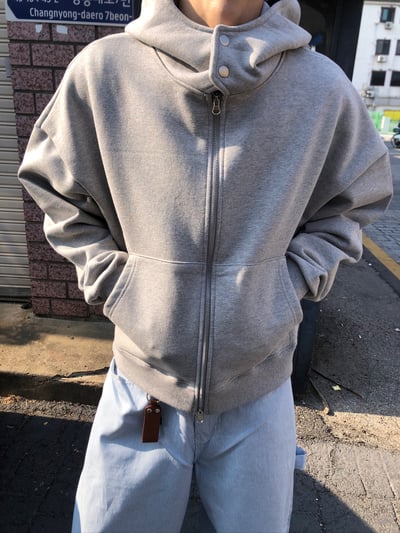 極簡主義 短版 休閒 按扣連帽外套 - 2C18