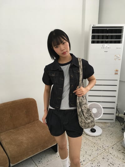 夏季涼感 韓系休閒感 牛仔短袖 襯衫 (set-up) - 1C10