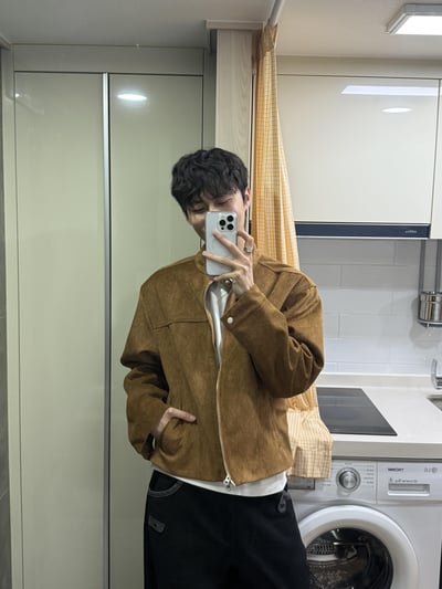 高級線 馬海毛 羽絨 皮革紋路 短版夾克 - 3C12