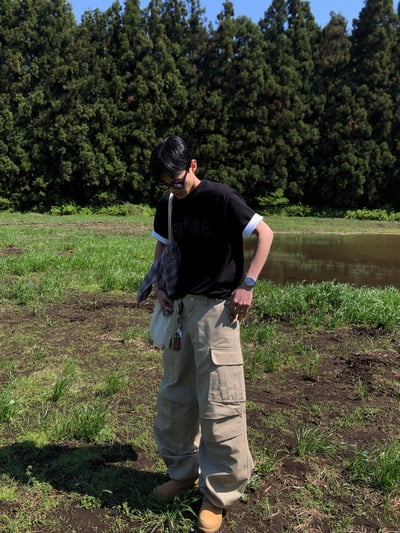 濟州仔 重磅 立體剪裁 工裝寬褲 - 2C4