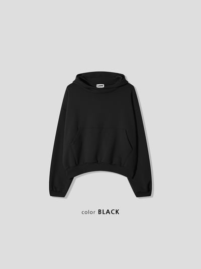 霧感 半月高領 短版 帽T - 3C23