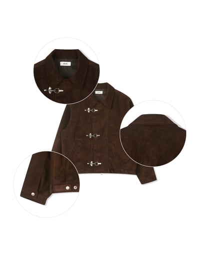 街頭潮流 消防扣 麂皮 短版 薄夾克 - 2C23