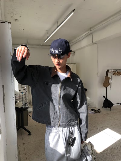 舊式巴黎 復古刷色水洗 短版 底特律夾克 - 2C7