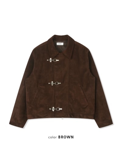 街頭潮流 消防扣 麂皮 短版 薄夾克 - 2C22