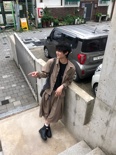 夏季涼感 尼龍材質 斜線抓皺 鬆弛感 8分褲 套裝 - 3C22