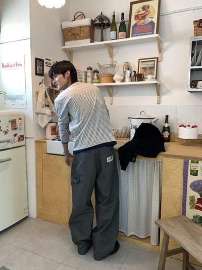 韓國新潮流 雙件式 層疊配色 橫條紋 薄長袖 - 3C15