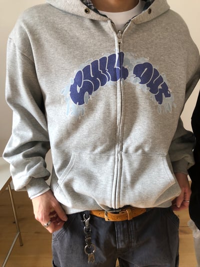 美式潑漆感 復古格紋 雙面連帽外套 - 2C22