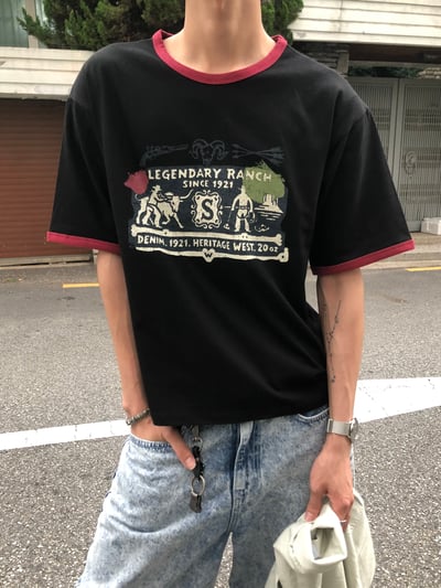 西部牛仔 復古王者 配色細節 短版 短袖 - 3C1