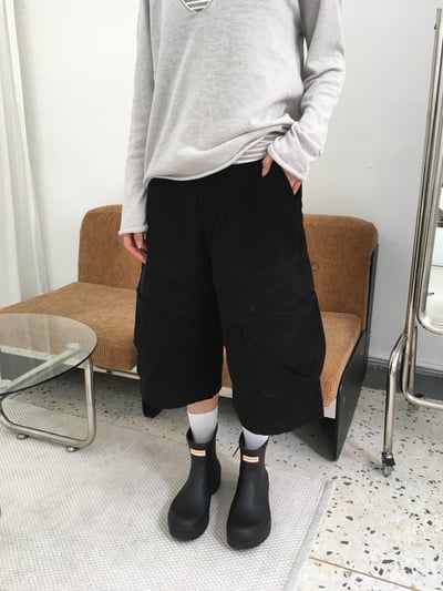 韓系復古 立體重磅 斜線大口袋 工裝 7分短褲 - 2C6