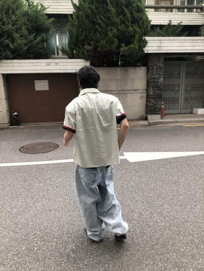 冰原破痕 渲染 雙層口袋 牛仔寬褲 - 1C10