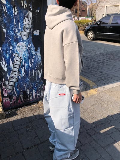 Peace 極簡主義 細條紋 工裝 牛仔寬褲 (set - up) - 2C10