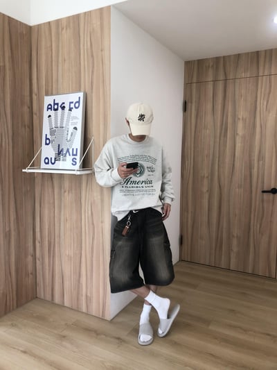 (象牙白,燕麥色現貨) (Unisex) America 美式印刷 大學T - 5C4