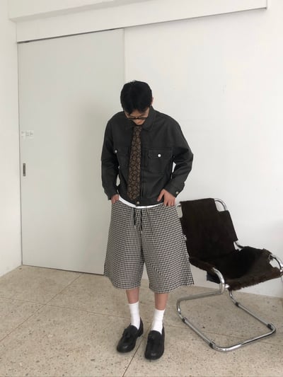 歐美街頭 經典格紋 百慕達 工裝 棉短褲 - 2C10