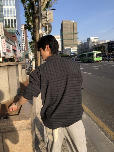 街頭慵懶風 透視薄款 涼感 格紋 長袖襯衫 - 4C6