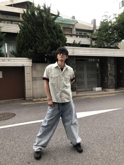 冰原破痕 渲染 雙層口袋 牛仔寬褲 - 1C12