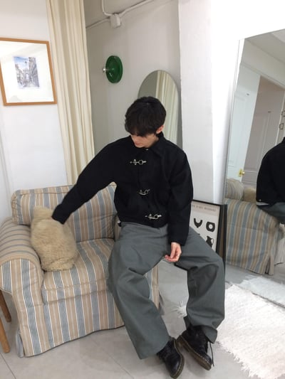 街頭潮流 消防扣 麂皮 短版 薄夾克 - 2C9