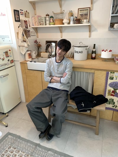 韓國新潮流 雙件式 層疊配色 橫條紋 薄長袖 - 3C12