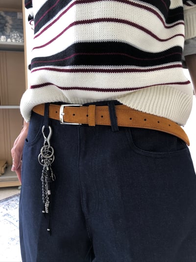 高質感 美拉德 天然牛皮 麂皮 經典皮帶 - 1C4