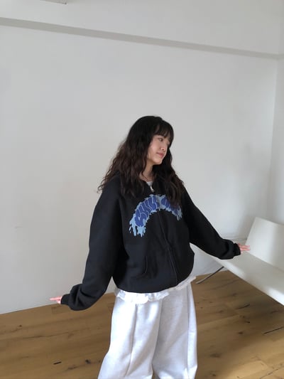 美式潑漆感 復古格紋 雙面連帽外套 - 2C11