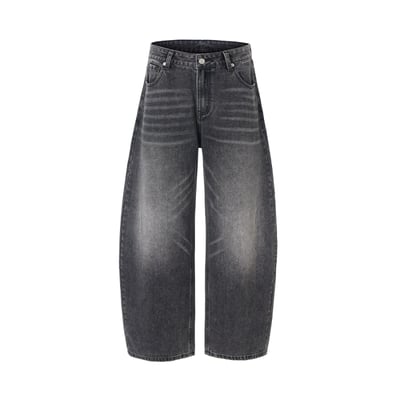 韓系休閒 漸層水洗 寬版 牛仔褲 - 3C22