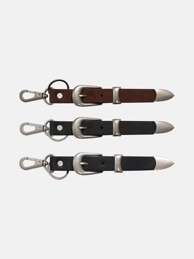 迷你皮帶 皮革(麂皮)鑰匙圈 - 3C7