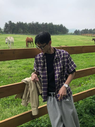 倫敦街頭 親膚涼感 短版 格紋 短袖襯衫 - 4C19