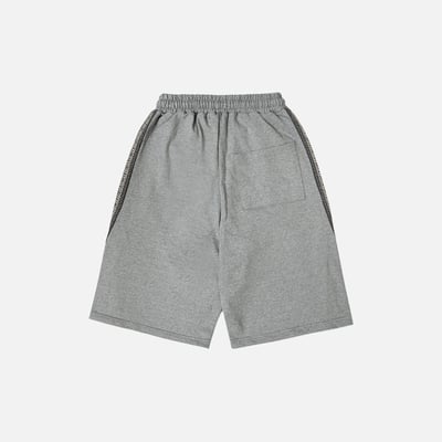 印地安圖紋 刺繡斜線 寬版 7分 棉短褲 - 3C20