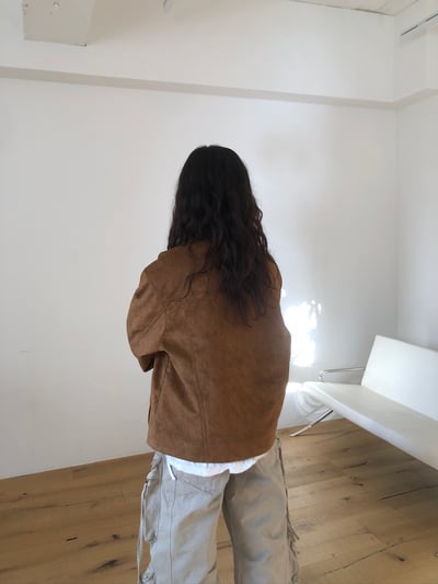 高級線 馬海毛 羽絨 皮革紋路 短版夾克 - 3C19