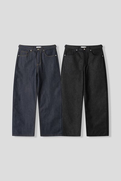 率性街頭 口袋印刷設計 牛仔寬褲 - 2C21