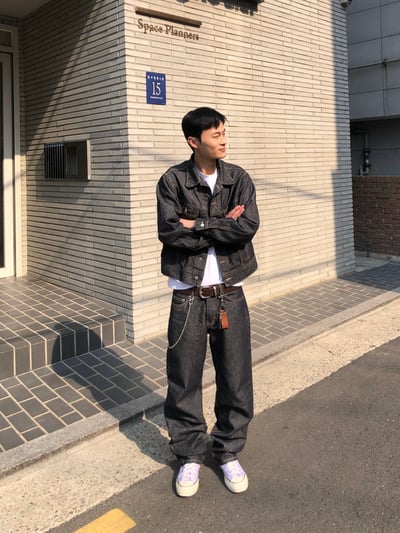 歐美 高街經典 特殊縫線 短版 牛仔夾克 (set - up) - 1C12