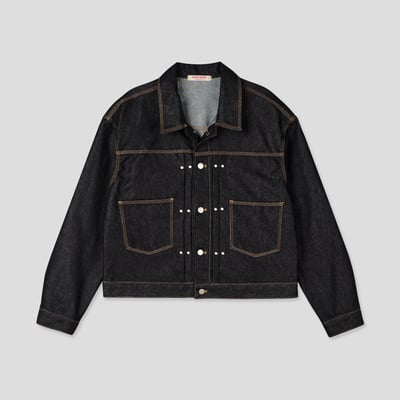 秋冬首選 卯釘細節 多層褶皺 短版 原牛外套 (set-up) - 2C24