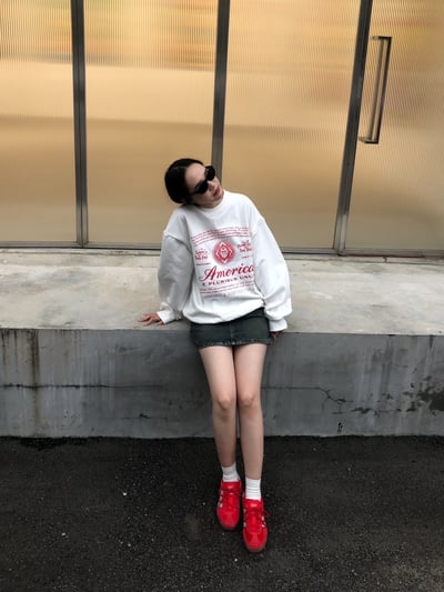 (象牙白,燕麥色現貨) (Unisex) America 美式印刷 大學T - 5C7