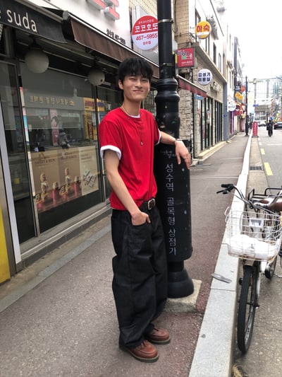 街頭簡約 寬版直筒修身 條紋 原牛褲 - 1C5