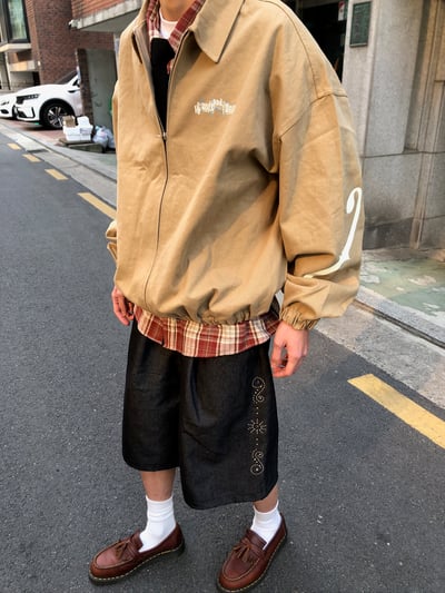 印第安 傳統花紋 高級卯釘 牛仔 百慕達短褲 - 2C11