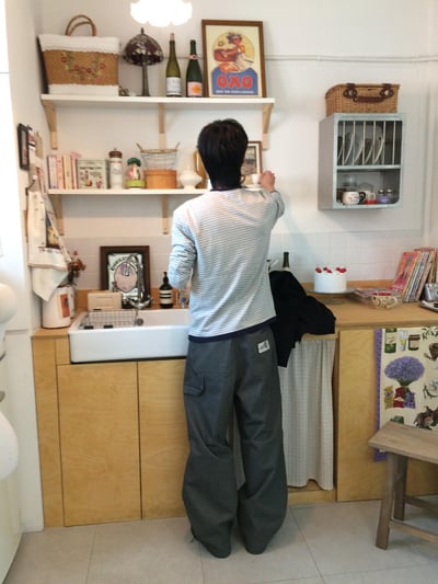 韓國新潮流 雙件式 層疊配色 橫條紋 薄長袖 - 3C10